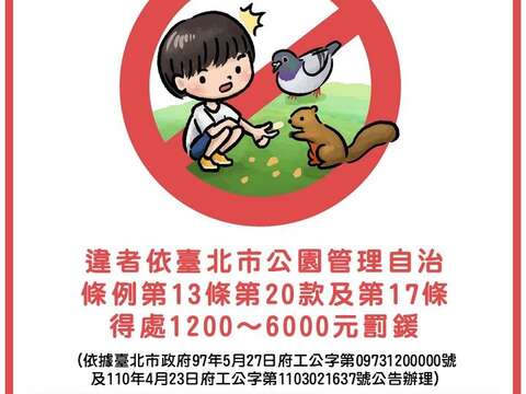 禁公園內餵食野生動物 6/1起北市將開罰違規者