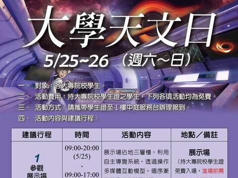 大專生千萬別錯過！臺北天文館「大學天文日」就在周六、日！