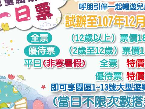 兒樂一日票票價表