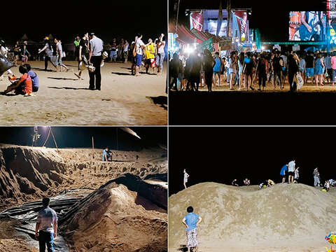 ​​​​​​​作品〈Beach at night〉，是久方武的夜景作品之一，以夜晚多變的人文風景，詮釋人與夜晚的關係。（攝影／林弘斌）