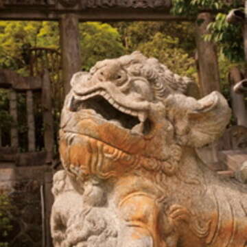 歷盡風霜的小石獅默默守護著百年古寺。(圖/JackRabbit提供)