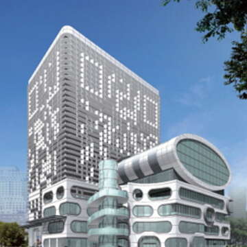 臺北資訊園區BOT案的建築外觀以媒體塔概念出發，亮眼外觀令人期待。（模擬示意圖／臺北市政府財政局提供）