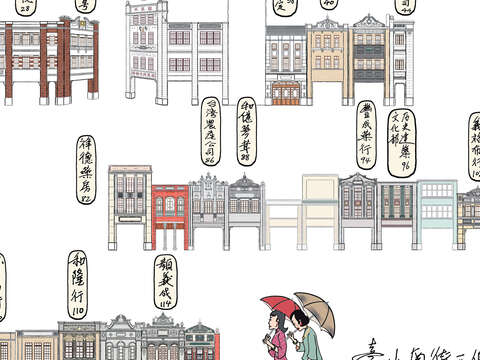 臺北南街西側全景。(繪圖/魚夫)