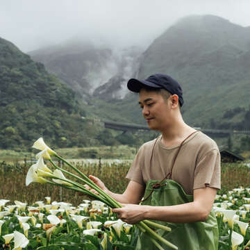 Soac年輕時曾覺得上山跟人擠採海芋很不酷,但多年後他採的不只是海芋,更是周遭的景色和當下的感受。(攝影/潘怡帆)