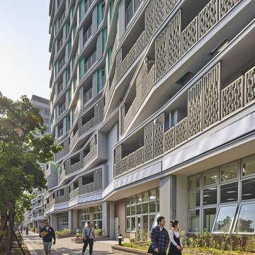 坐落於台北市松山區的健康公宅,顛覆對公宅的傳統印象。(圖/九典建築師事務所提供)