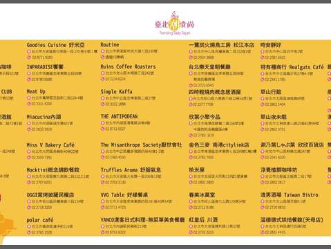 「臺北潮食尚」推薦餐廳名單