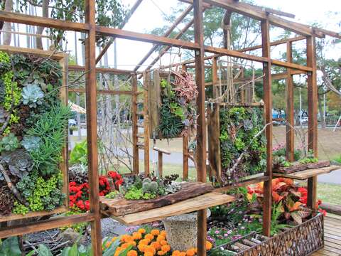 「藏景」表達著多肉植物的畫作在僅存的溫室骨架裡延續著生命力