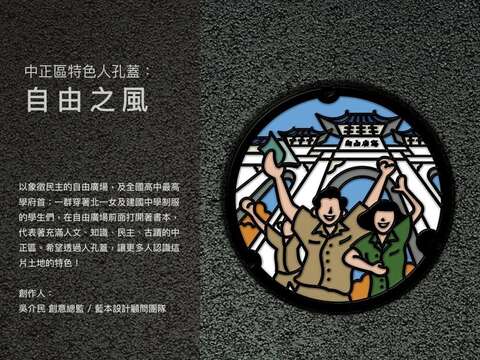 中正區特色人孔蓋- 自由之風