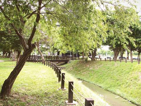 奇岩三號溪岸邊的水柳與木棧道也形成一幅美麗景緻，另人心曠神怡。