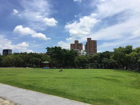 開闊的綠蔭大草坪適合孩子們嬉戲奔跑