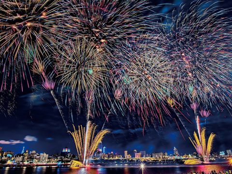 長達480秒的“愛你愛你煙火秀全台最精采。(周文章攝)