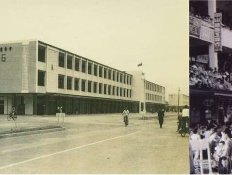 左為中華商場於1961年興建落成 (楊克治提供)右為五花八門的看板及熙熙攘攘的人群(黃川村提供)