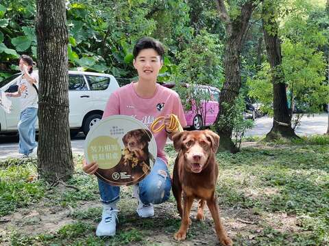 臺北鯨華女子排球隊教練鄧衍敏推薦民眾來認養明星犬伊比利