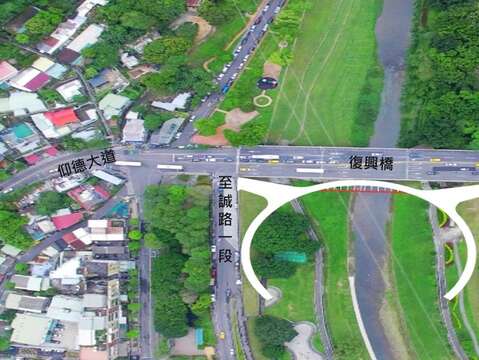 新設景觀橋位置示意圖