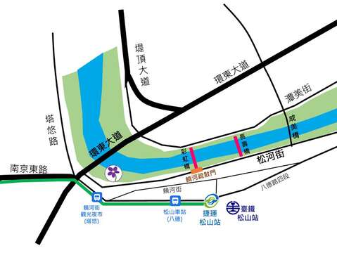 成美左岸河濱公園花海 交通示意圖