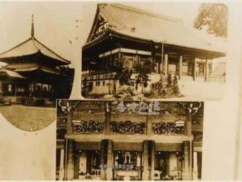 西本願寺舊照左側為御廟所，右側為本堂。（資料來源：國家圖書館臺灣記憶系統)