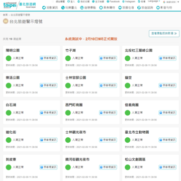 今年更新建「台北旅遊警示燈號」，明(10)日上線提供19處北市熱門景點人潮警示，每小時由景點現場人員回報，並參考手機基地台電信訊號及週邊停車場停車空位數等資訊，提供不同燈號供民眾參考。