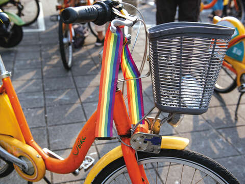 People often tie rainbow ribbons on their bikes to show their alliance with the LGBTQIA+ community as they ride along with Asia Rainbow Ride.
