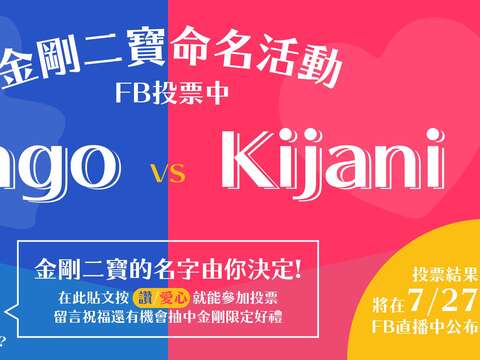 金剛二寶命名活動，FB投票中