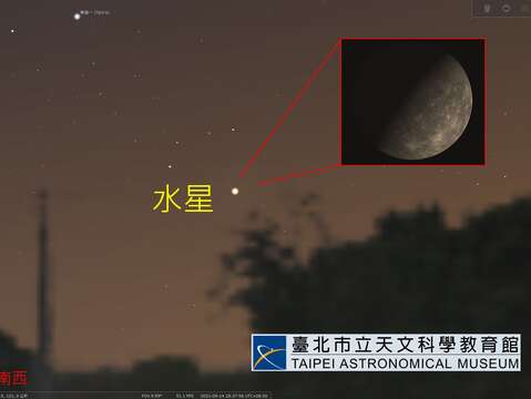 9月14日18時30分水星東大距示意圖