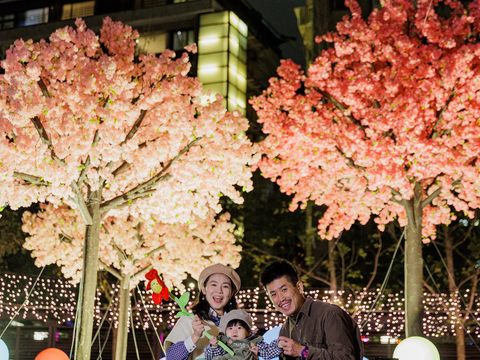 跨年主題櫻花樹燈飾打造夢幻夜櫻場景
