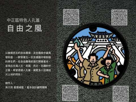 去年吳介民的特色人孔蓋作品「有鳳來儀」和「自由之風」，一曝光就在各界大獲好評!