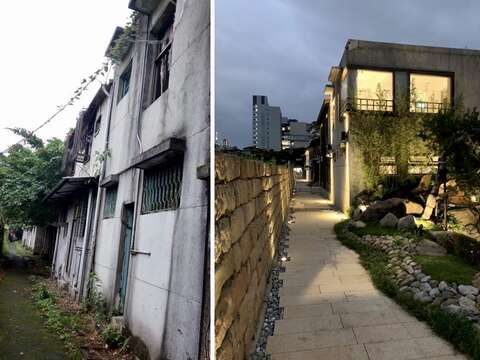 柯文哲市長視察「原臺北刑務所官舍-金華街135號至177號及金山南路2段112號」修復工程修復前後對照