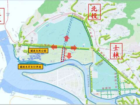 大度路3段南側貴子坑溪旁道路拓寬工程串聯自行車路網