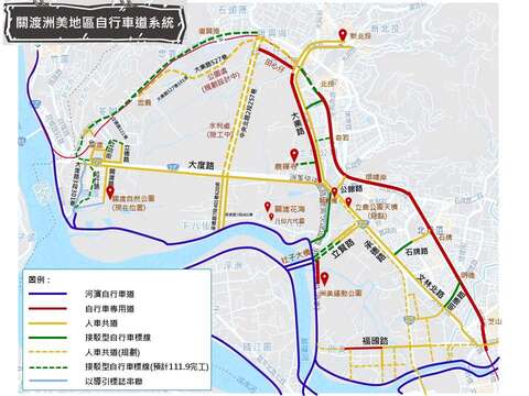 關渡洲美地區自行車系統圖