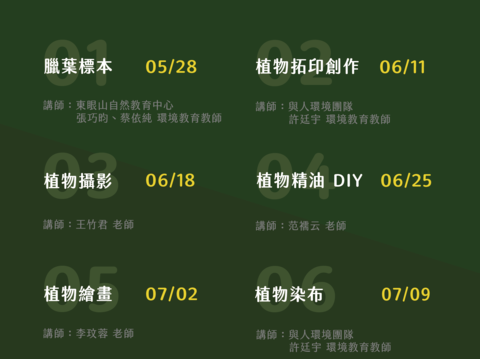 「植感生活月」設計了7種不同主題的植物活動。(圖片來源：臺北市政府工務局公園路燈工程管理處)