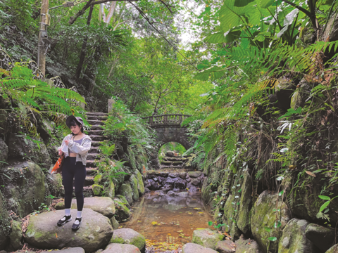 整備された虎山親山歩道は小川に足を入れ、穏やかな時間を過ごすことができます。