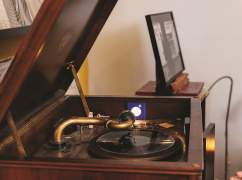 One of Wang’s prized possessions is a gramophone produced in the 1920s, well-preserved and still functional from the turntable to the needle.