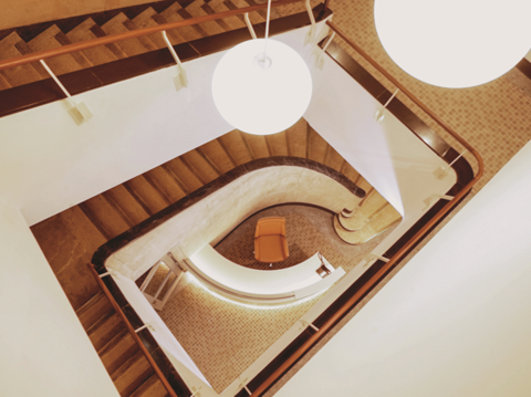 While paying a visit to a photo exhibition, do slow down and enjoy the tranquil atmosphere of the hallway and staircase. (Photo/National Center of Photography and Images)