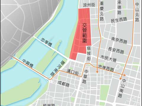新北端替代動線(圖片來源：臺北市政府交通局)
