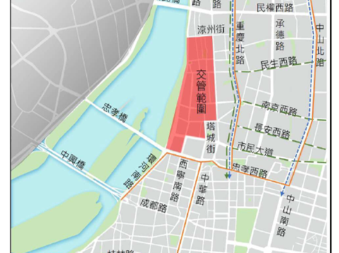 活動改道動線圖(圖片來源：臺北市政府警察局交通警察大隊)