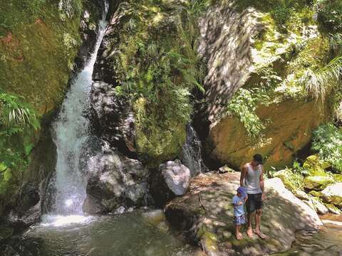 Datun Waterfall is shaded by trees that block the sun, which makes it a good spot for resting during a hike on Yangmingshan.