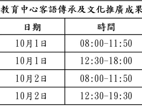 表演時間與照片(圖片來源：臺北市政府客家事務委員會)