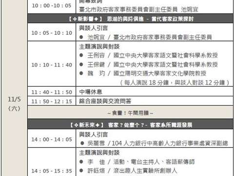 1105流程(圖片來源：臺北市政府客家事務委員會)