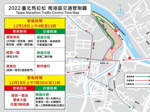 TCPD Announces Traffic Control Details for 2022 Taipei Marathon