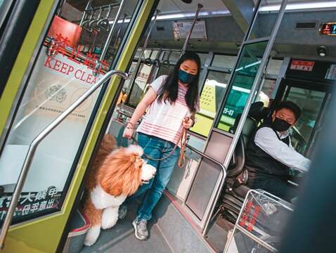 謹記先讓一般乘客下車,再穩定牽起毛孩下車。(攝影/鄒保祥)