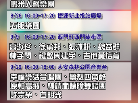 臺北市勞動力重建運用處還安排一系列精彩的展演活動(圖片來源：臺北市政府勞動局)