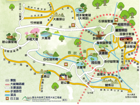 白石湖社區漫遊地圖(圖片來源：臺北市政府工務局大地工程處)
