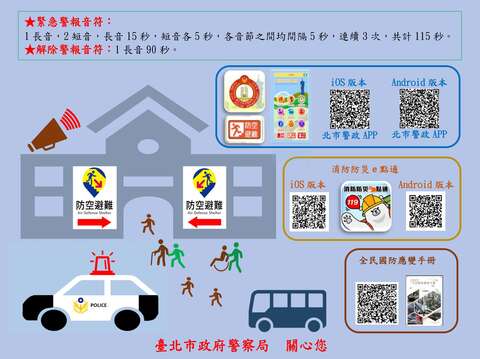 萬安46號演習宣導單_中文版(圖片來源：臺北市政府警察局北投分局)