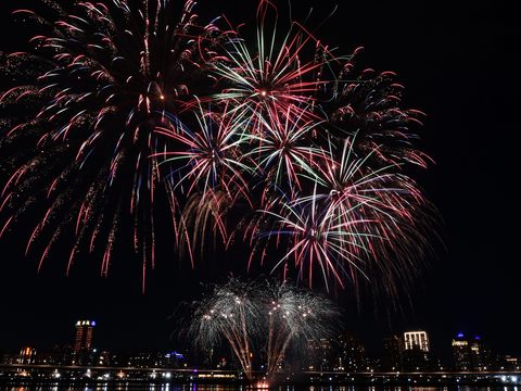 2023大稻埕夏日節」第三場180秒煙火秀「飽滿稻穗」，璀璨絢麗，吸引4.3萬人潮湧入。(圖片來源：臺北市政府觀光傳播局)
