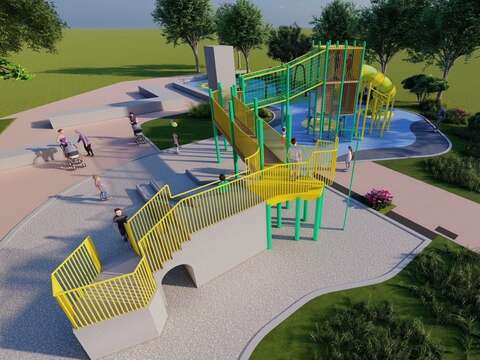 富民生態公園兒童遊戲場願景圖俯視照(圖片來源：臺北市政府工務局公園路燈工程管理處)