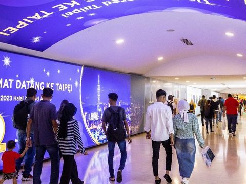臺北市政府觀光傳播局於吉隆坡會展中心打造臺北意象廊道,邀請馬來西亞穆斯林旅客造訪臺北。(圖片來源:臺北市政府觀光傳播局)