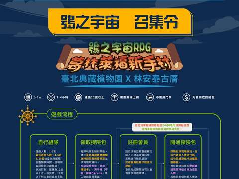 「鴞之宇宙RPG－葛林萊福新手村（Green Life）」實境解謎遊戲活動海報(圖片來源：臺北市政府觀光傳播局)