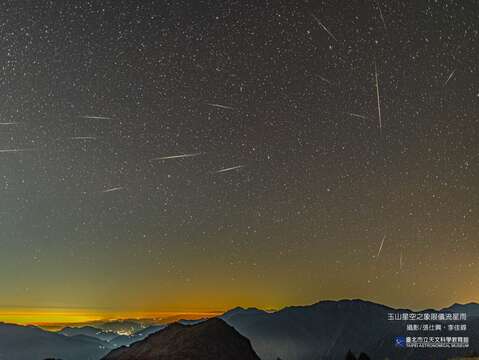 玉山星空之象限儀座流星雨-張仕興、李佳錞(圖片來源：臺北市立天文科學教育館)