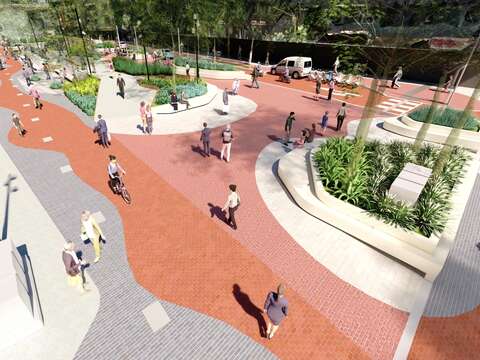 以人為本的步行廣場(圖片來源:臺北市政府工務局新建工程處)