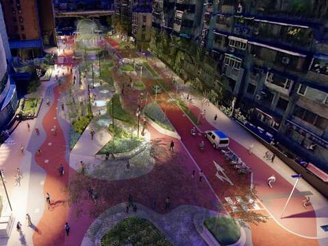 夜間照明呈現東區亮點(圖片來源:臺北市政府工務局新建工程處)